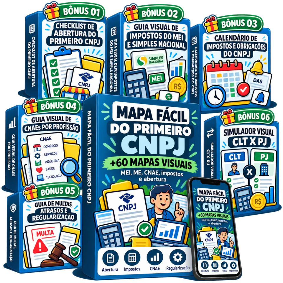 Kit completo: Mapa Fácil do Primeiro CNPJ e 6 bônus exclusivos